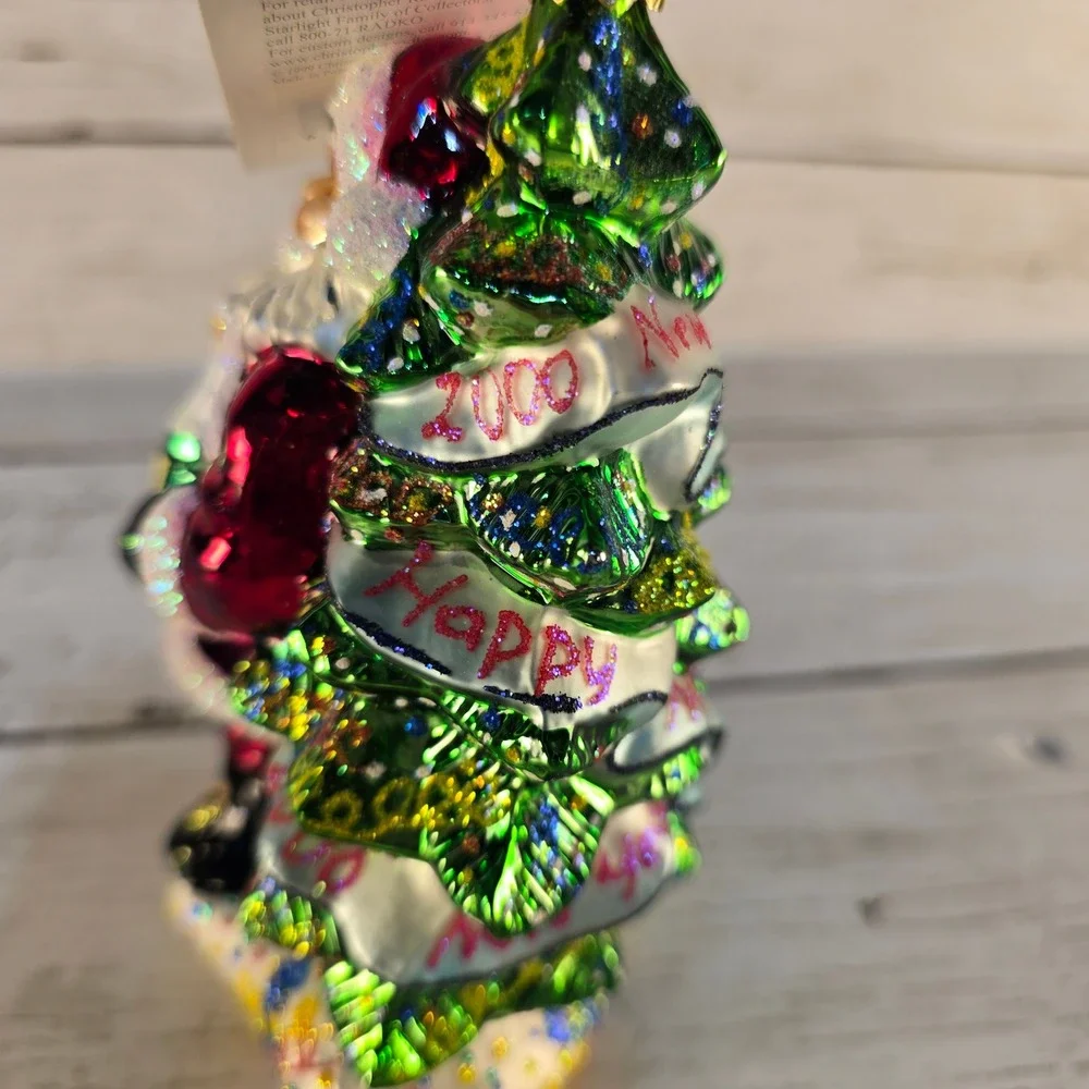 Christopher‎ Radko Year 2000 Millennium Santa Glass Ornament Happy New Year Tree